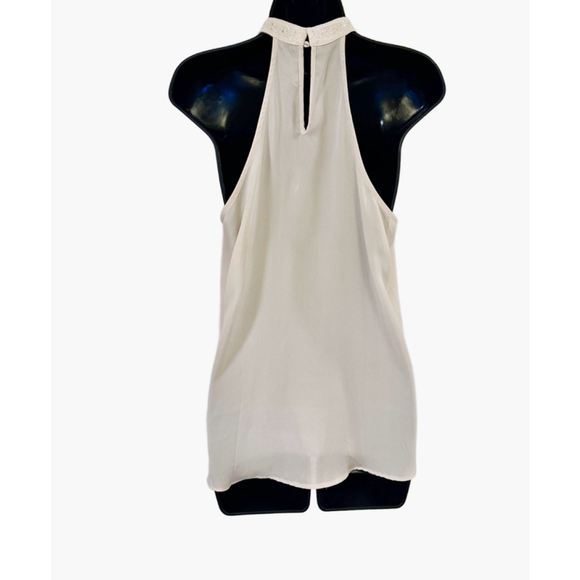 Forever 21 Beaded Halter Cream Blouse Relaxed Fit Small Top - Picture 8 of 10